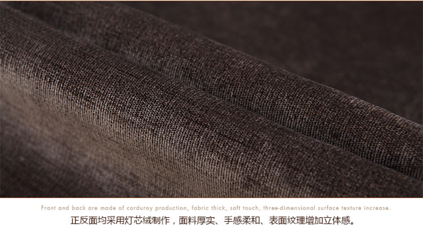 面料采用燈芯絨制作，厚實(shí)，手感柔和