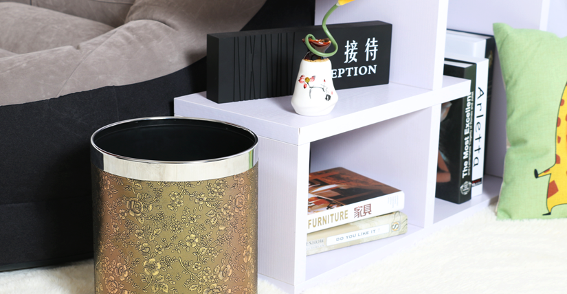 復(fù)古花紋雙層阻燃垃圾桶，款式新穎，優(yōu)雅高貴